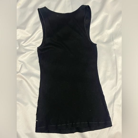 NWOT Women’s Express Argyle Sequined Black and Red Ribbed Tank Top - Picture 3 of 4